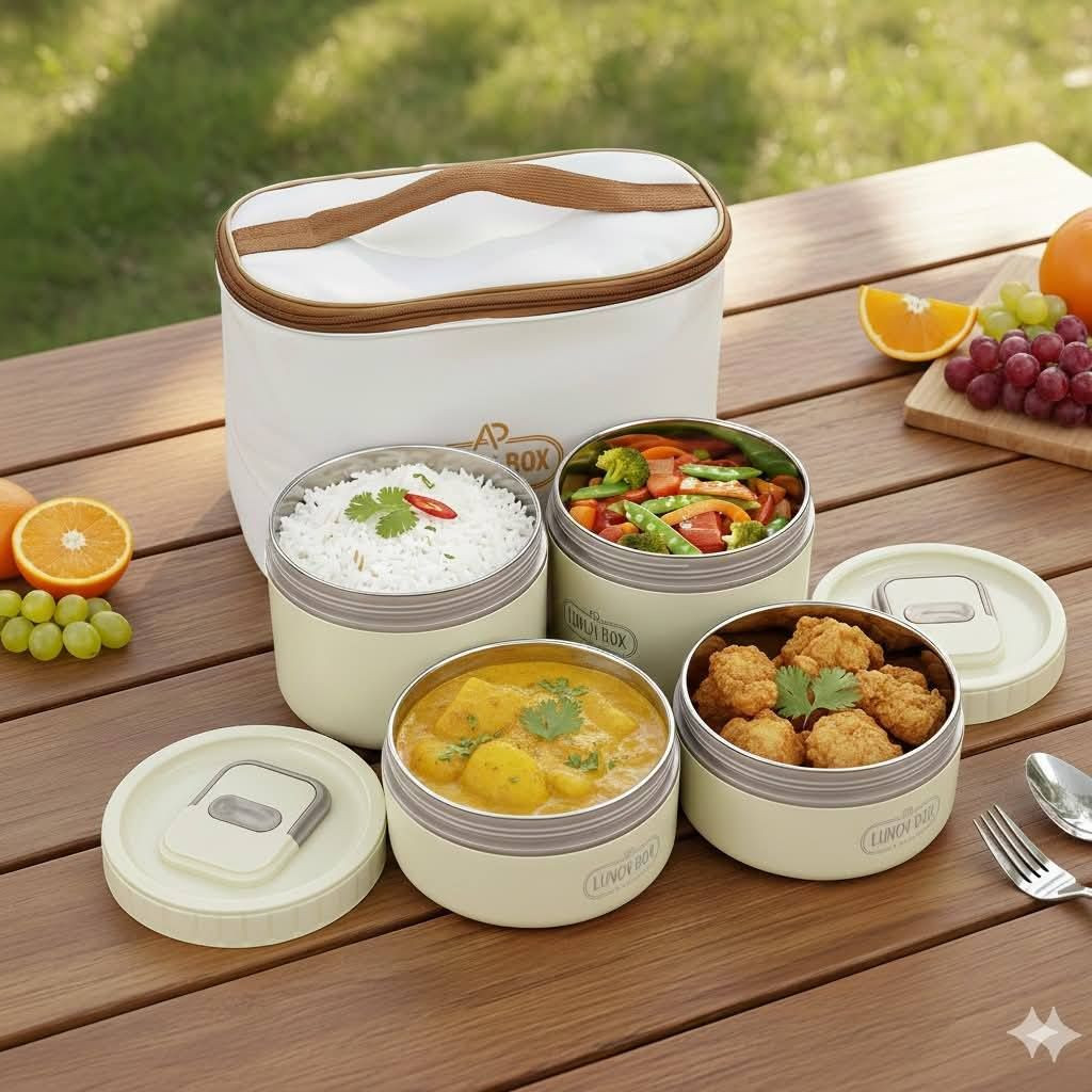 3/4 Pcs Lunch box with Lunch bag set