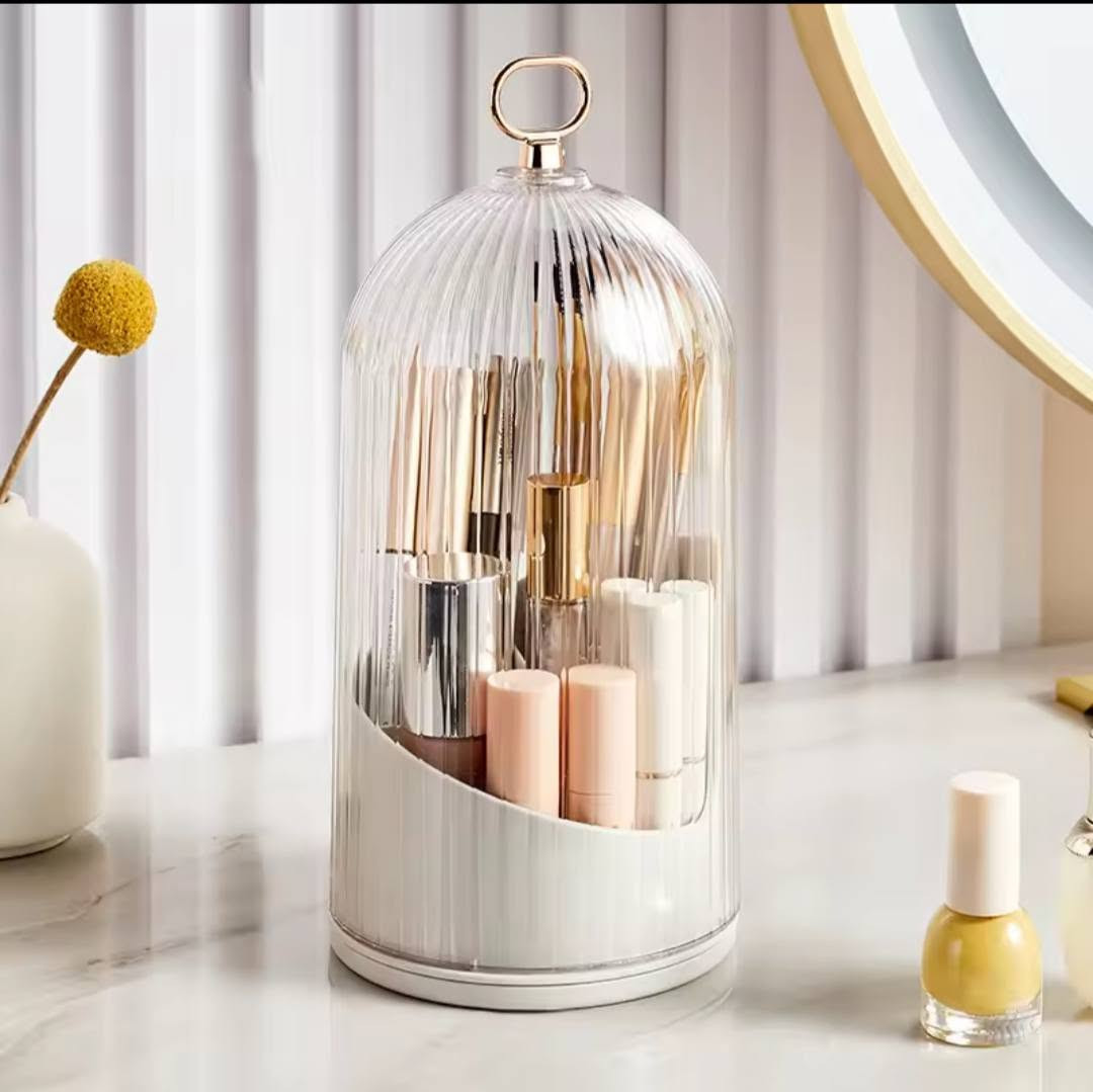 360° Rotating Makeup Brush Holder with Lid