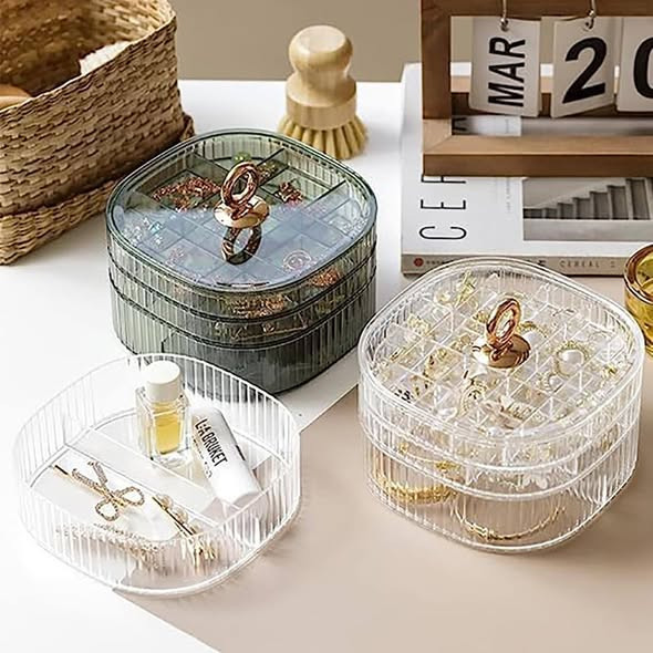 3-Layer Acrylic Jewelry Organizer with Handle