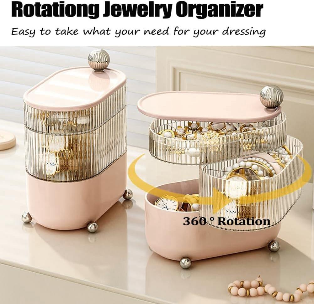 360° Rotating 3/4  Layer Grid Dressing Table Organizer