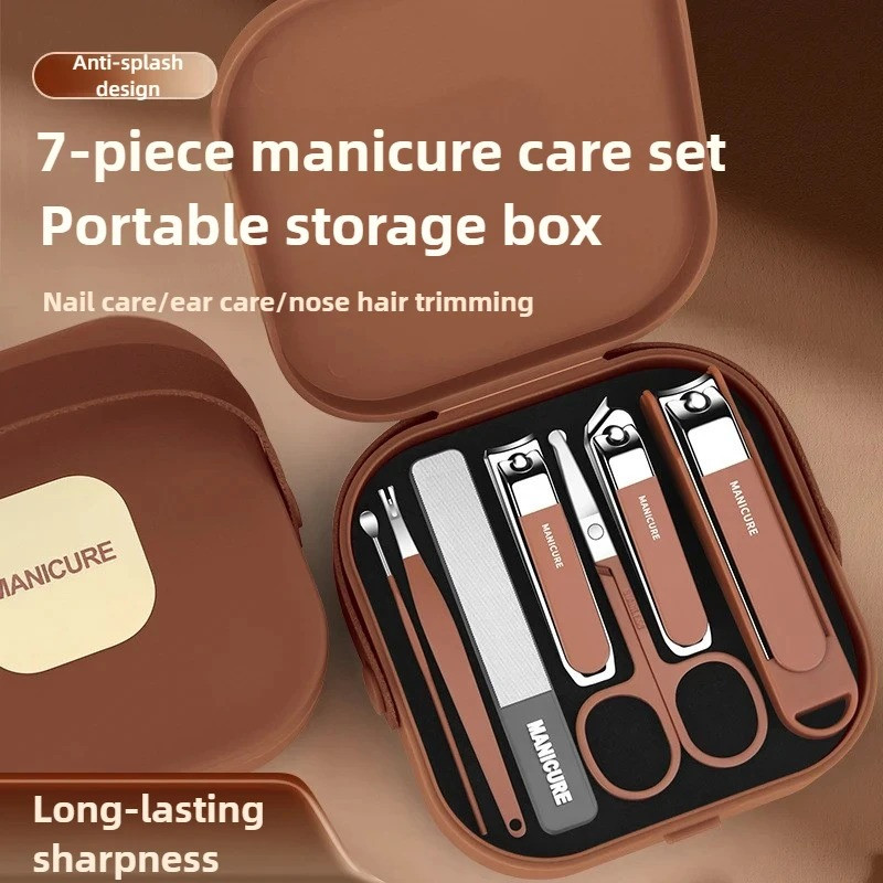 Manicure Anti-Splash Nail Clipper Set - (7 PCS)