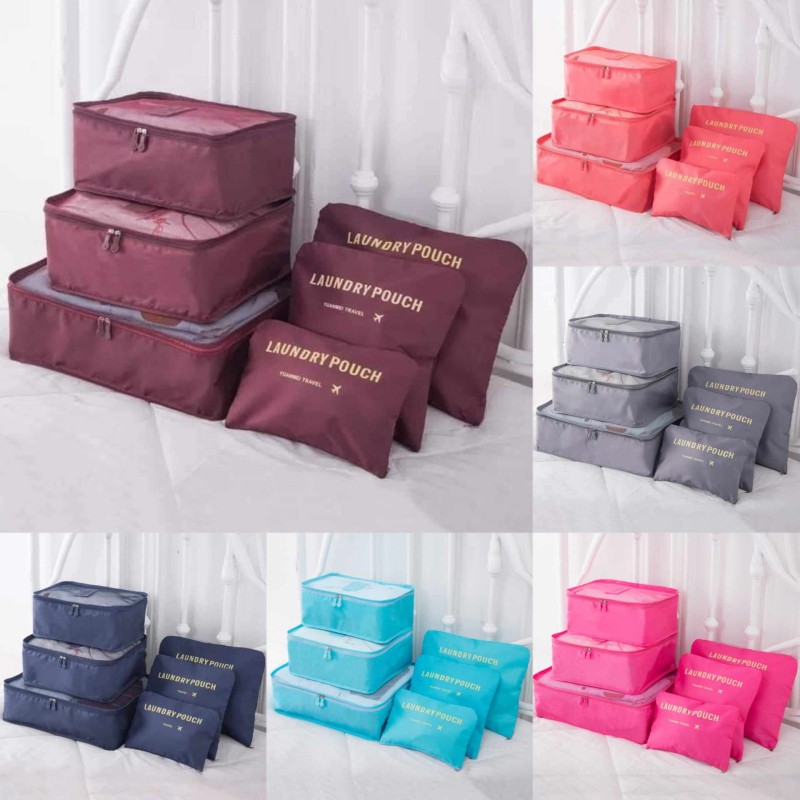 High Quality 6 Pcs Set Oxford Cloth Travel Bag In Bag Luggage Organizer