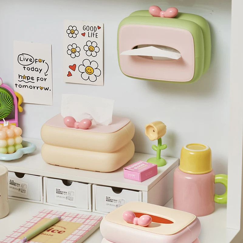 Cartoon Decorative Plastic Tissue Dispenser Waterproof Napkin Paper Holder Home Organizer Living Room Kitchen Storage Box