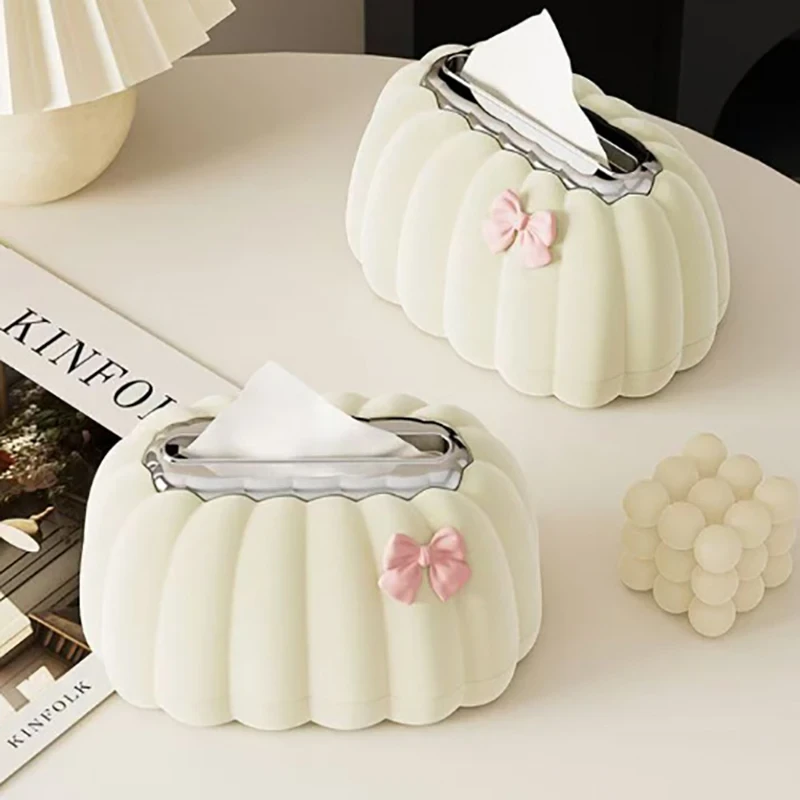 Pumpkin shaped facial tissue holder box