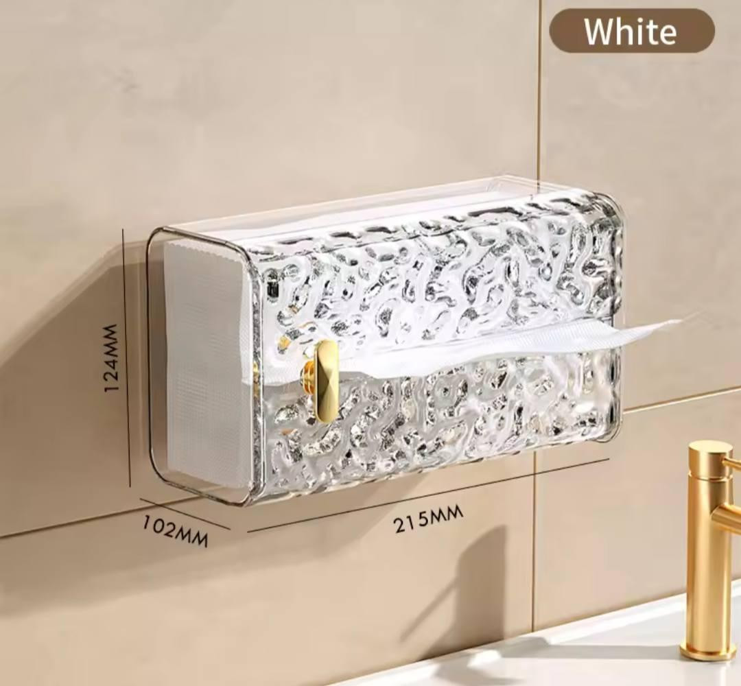 Wall Mounted Transparent Glacier Pattern Tissue Holder